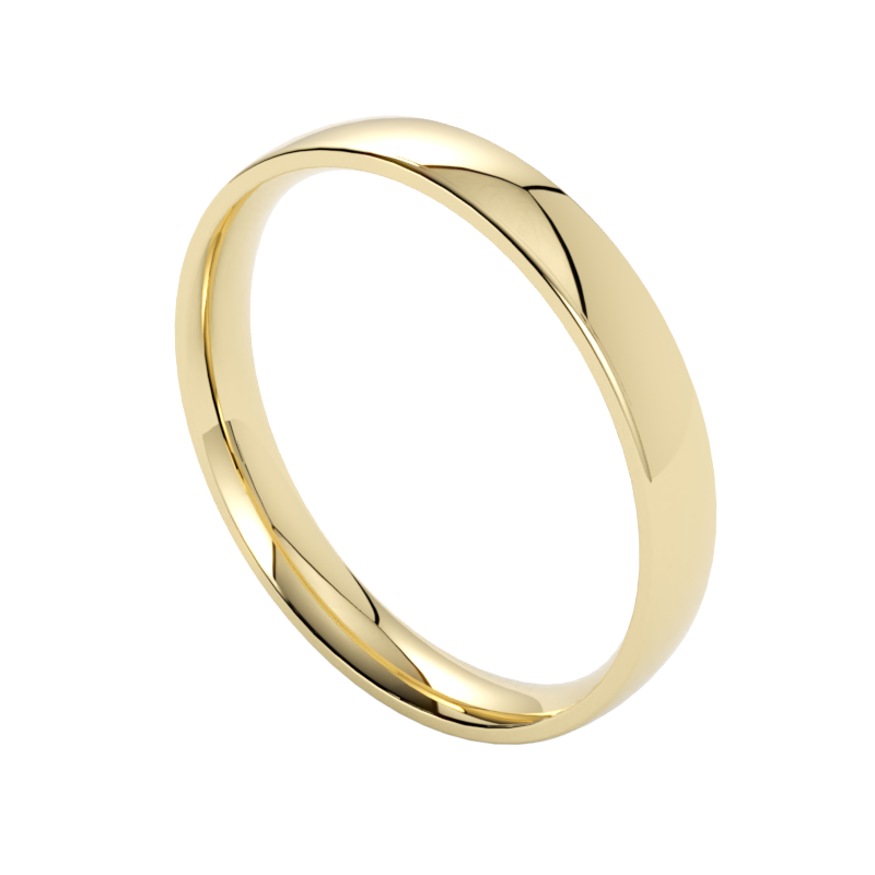 elegancka półokrągła obrączka ślubna z żółtego złota 750